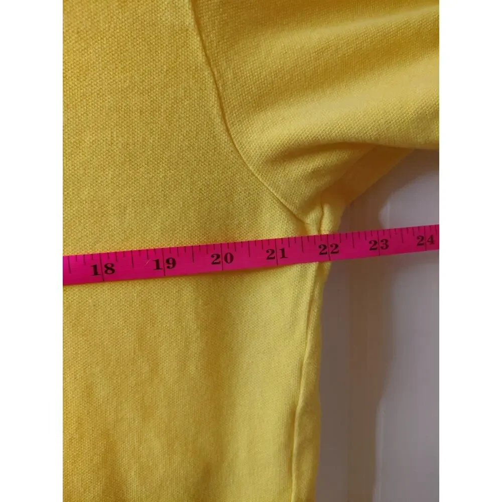Polo Ralph Lauren Classic Bright Yellow Mesh Navy Pony Shirt Mens Large Golf